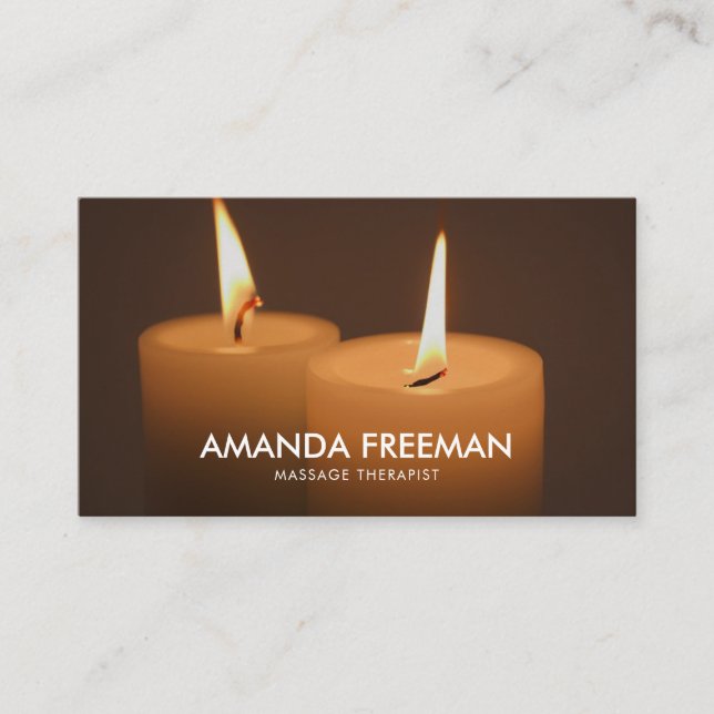 Modern Candlelight Massage Therapy Business Card (Front)