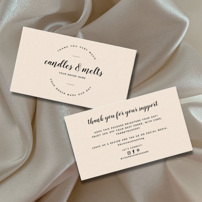 Modern candles and melts small business thank you card (Creator Uploaded)