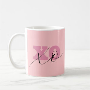 Modern Candy Pink Black XOXO Valentine Coffee Mug