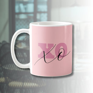Modern Candy Pink Black XOXO Valentine Coffee Mug