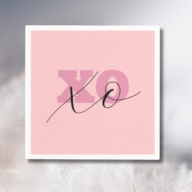 Modern Candy Pink Black XOXO Valentine Napkin (Creator Uploaded)