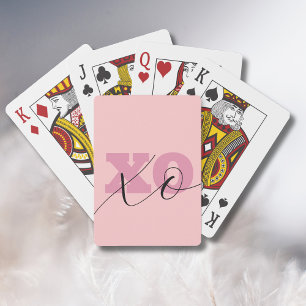 Modern Candy Pink Black XOXO Valentine Playing Cards