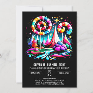 Modern Candyland Editable Birthday Invitation