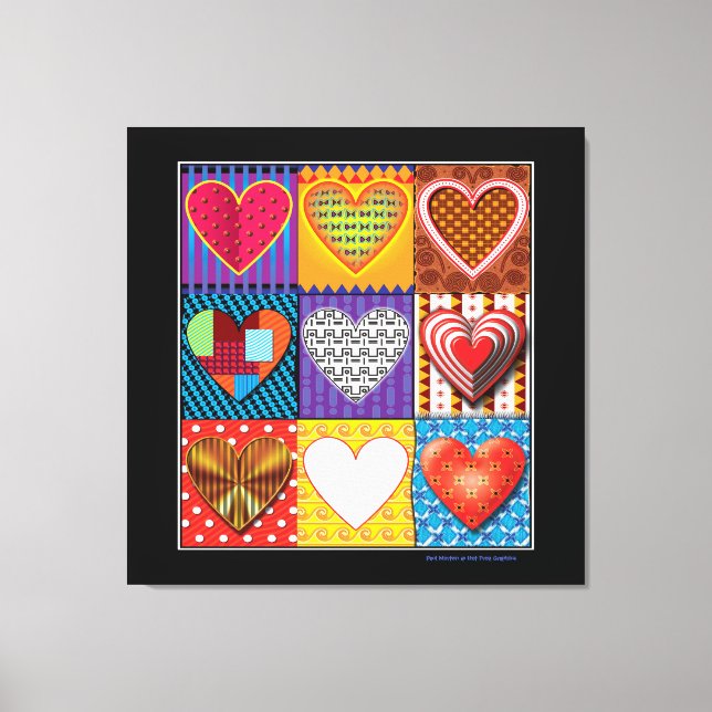 Modern canvas multi coloured hearts (Front)