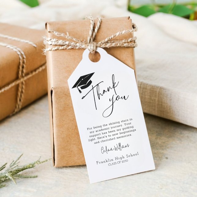 Modern Cap Graduation Thank You Favour Tag (Make your appreciation a classic statement. Customize your thank you favor tag today!)