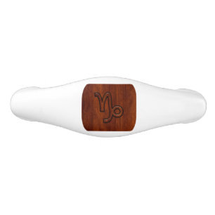 Modern Capricorn Symbol in Mahogany Style print Ceramic Drawer Pull