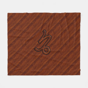 Modern Capricorn Symbol in Mahogany Style print Fleece Blanket