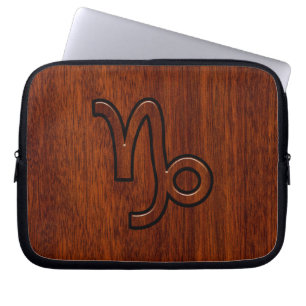 Modern Capricorn Symbol in Mahogany Style print Laptop Sleeve