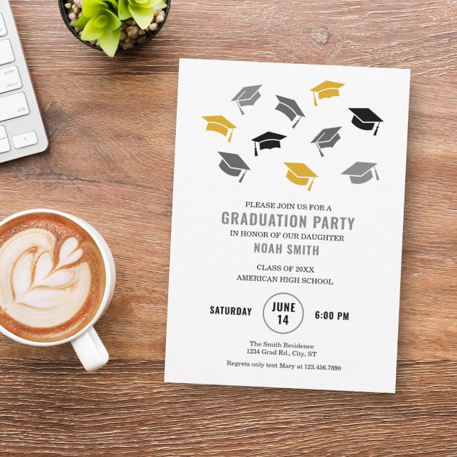 Modern Caps Graduation Invitation (Creator Uploaded)