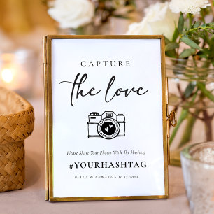 Modern Capture The Love Wedding Hashtag Sign