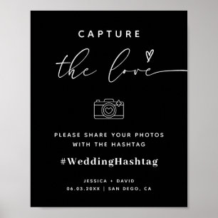 Modern Capture The Love Wedding Hashtag Sign