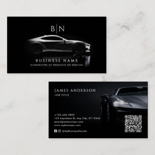 Modern Car/Auto Monogram QR Code & Social Media Business Card