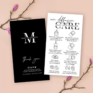 Modern Car Hanging Diffuser Care Instructions Business Card