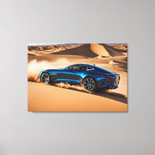 Modern car in desert canvas print