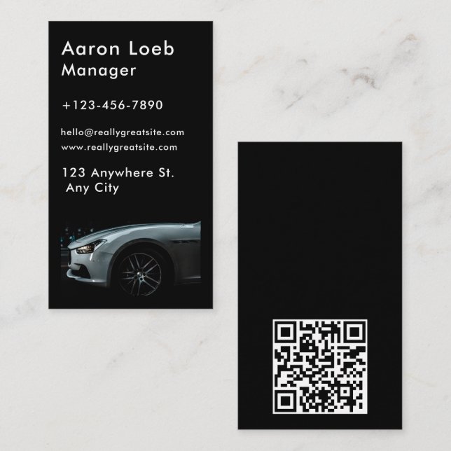 Modern Car/Vehicle/Auto QR Code & Social Media Business Card (Front/Back)