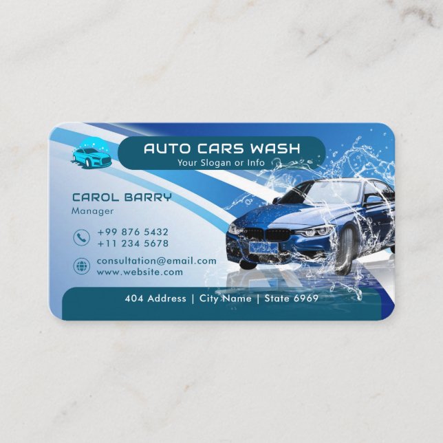 Modern Car Wash Business Card (Front)
