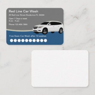 Modern Car Wash Customer Loyalty Business Cards