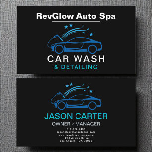 Modern Car Wash & Detailing Blue Luxury Style Business Card