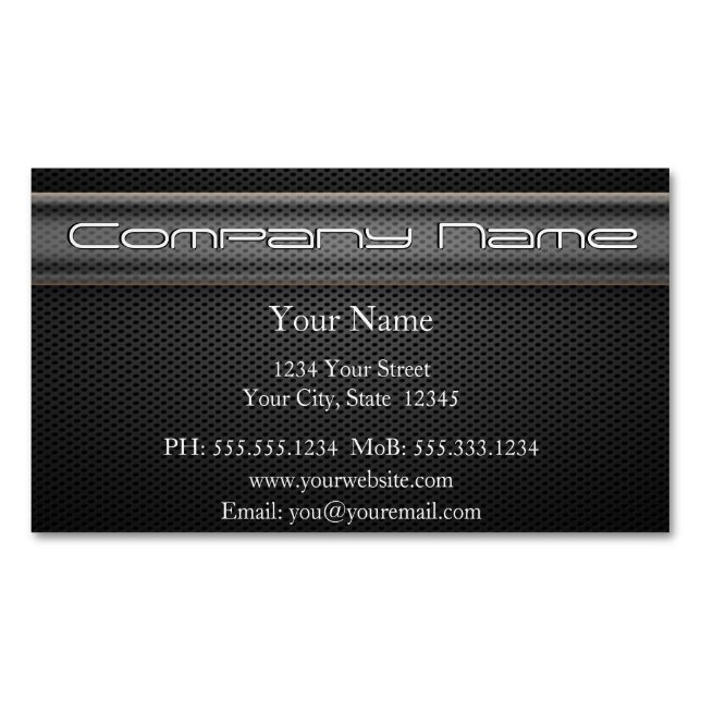 Modern Carbon Fibre Black Business Card Magnet (Front)