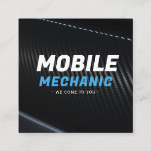Modern Carbon Fibre Blue Mobile Mechanic Business Square Business Card