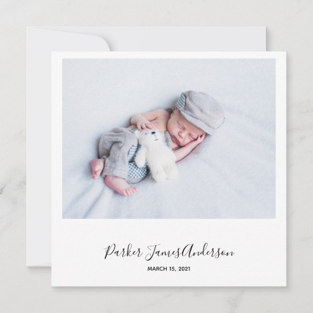 Modern Card 'Instant-Style Photo'  Birth Announce (Front)
