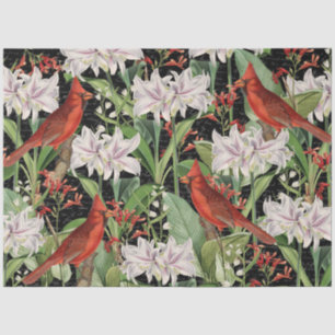 Modern Cardinal Amaryllis Collage Tissue Paper