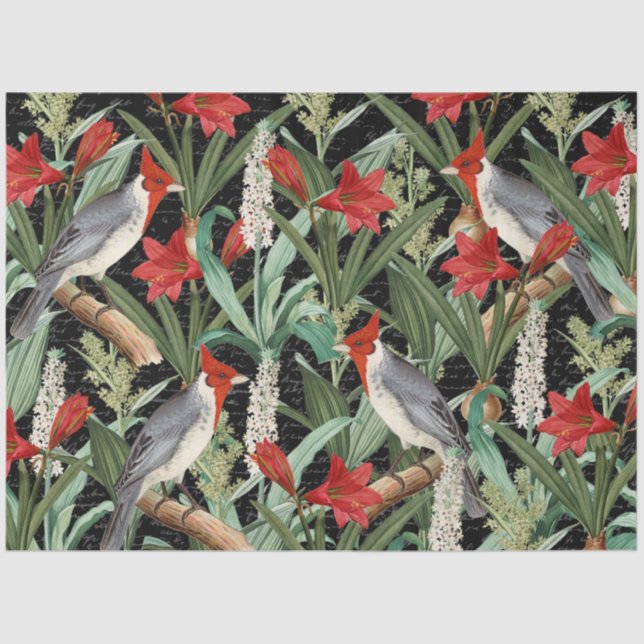 Modern Cardinal Red Amaryllis Collage Tissue Paper (Front)