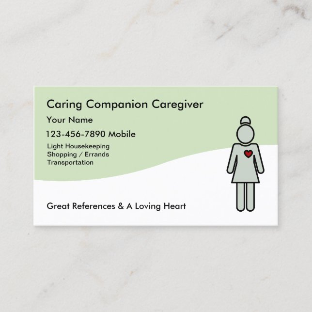 Modern Caregiver Business Cards (Front)