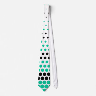 Modern Caribbean Green and Black Polka Dot Tie