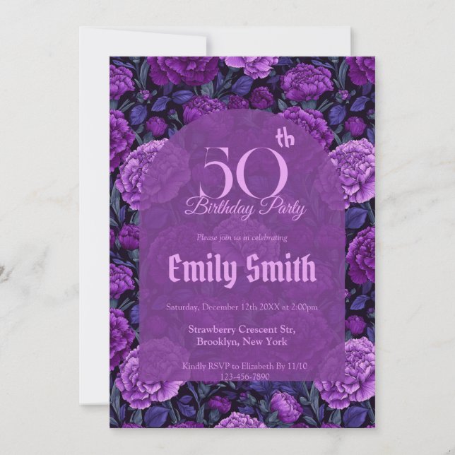 Modern Carnation Aesthetic Birthday Event Invitation (Front)