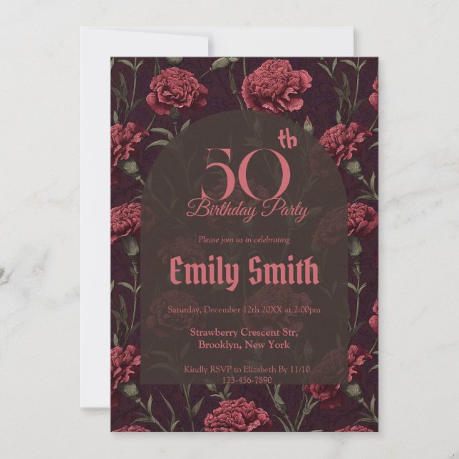Modern Carnation Inspired 90Th Birthday Invitation (Front)