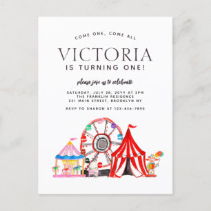 Modern Carnival Circus Festival Party Kid Birthday Postcard