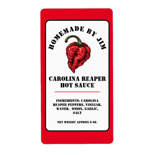 Modern Carolina Reaper Pepper Hot Sauce Label 