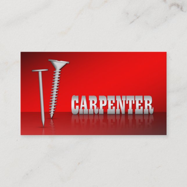 Modern Carpenter Red 2-sided Business Cards (Front)