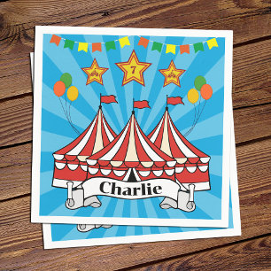 Modern Cartoon Big Top Circus Party Paper Napkins