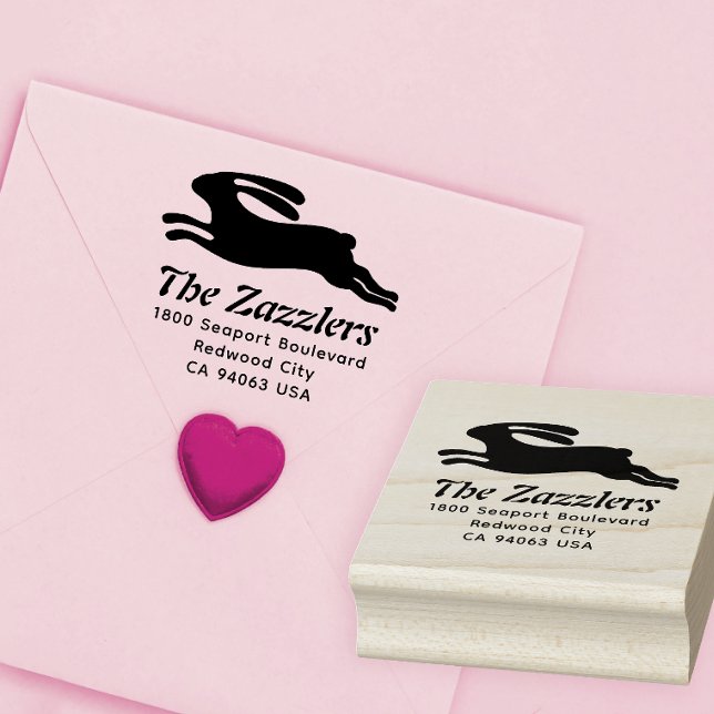  Modern Cartoon Bunny Name Address Return Rubber Stamp (Creator Uploaded)