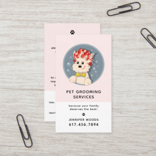 Modern Cartoon Pet Grooming w/Appointment Business Card