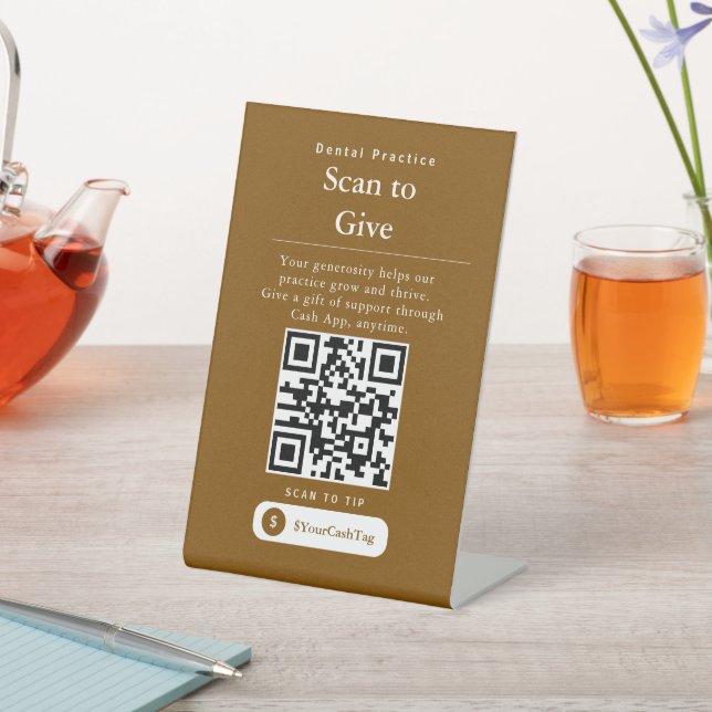 Modern Cash App Tips QR Code Sign  (In SItu)