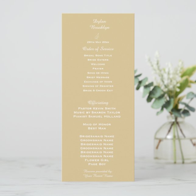 Modern Cashmere Wedding Order of Service Programme (Standing Front)