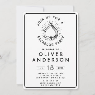 Modern Casino Bachelor Party Poker Card   White