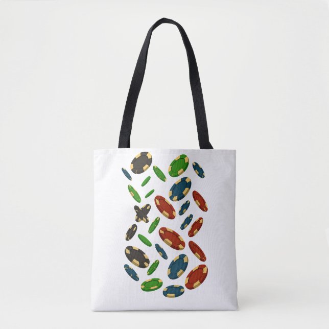 "Modern Casino Chips 3D Art Design" Tote Bag (Front)