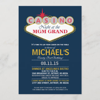 Modern Casino Dinner Party Birthday Invite