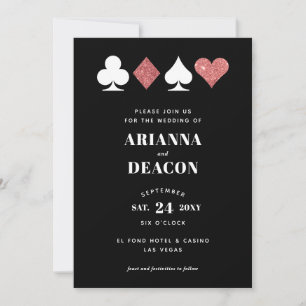 Modern Casino Wedding Invitation with Pink Glitter