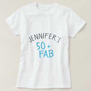Modern Casual Blue Black 50 Fabulous Birthday T-Sh T-Shirt