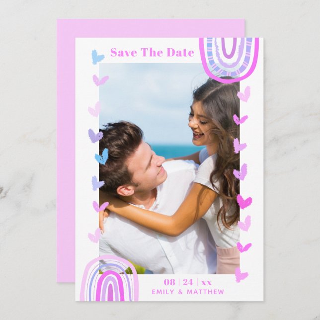 Modern Casual Boho Wedding Engaged Save The Date (Front/Back)