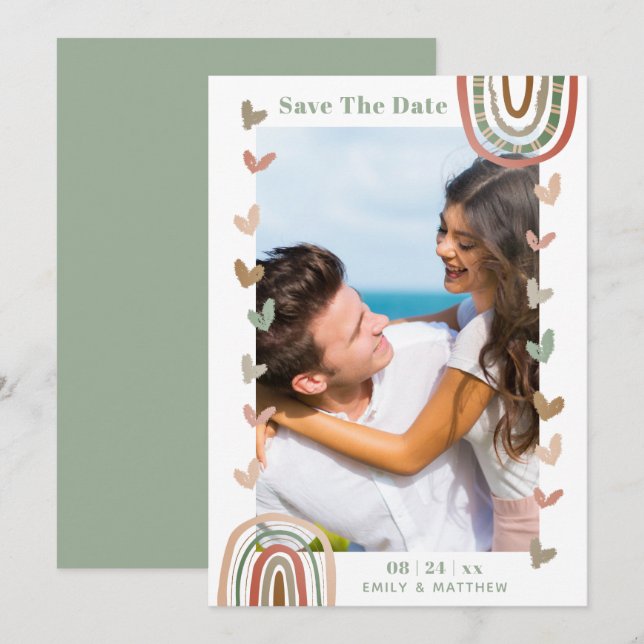 Modern Casual Boho Wedding Engaged Save The Date (Front/Back)