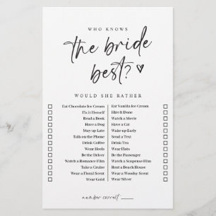 Modern Casual Bridal Shower Game Would She Rather