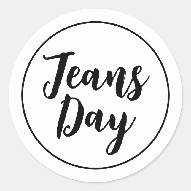 Modern Casual Denim Jeans Day Stickers White (Front)