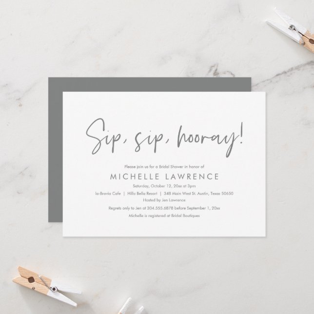 Modern Casual, fun and playful Bridal Shower Party Invitation (Front/Back In Situ)