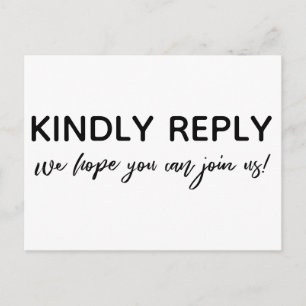 Modern Casual Handwriting Black and White RSVP Postcard